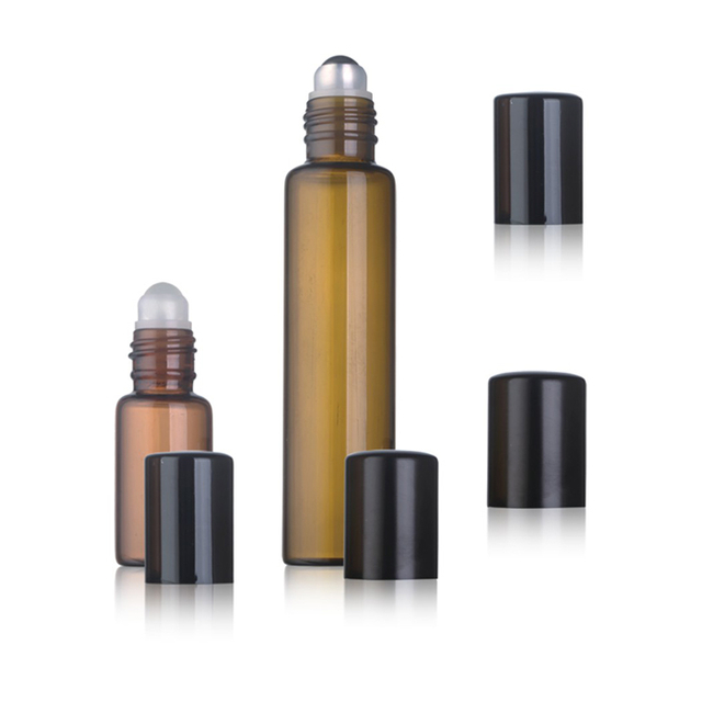 5ml 8ml 12ml 15ml 20ml 30ml 10ml ขวดลูกกลิ้งที่มีสีใสหรือสีเหลืองอำพันสำหรับน้ำมันหอมระเหย