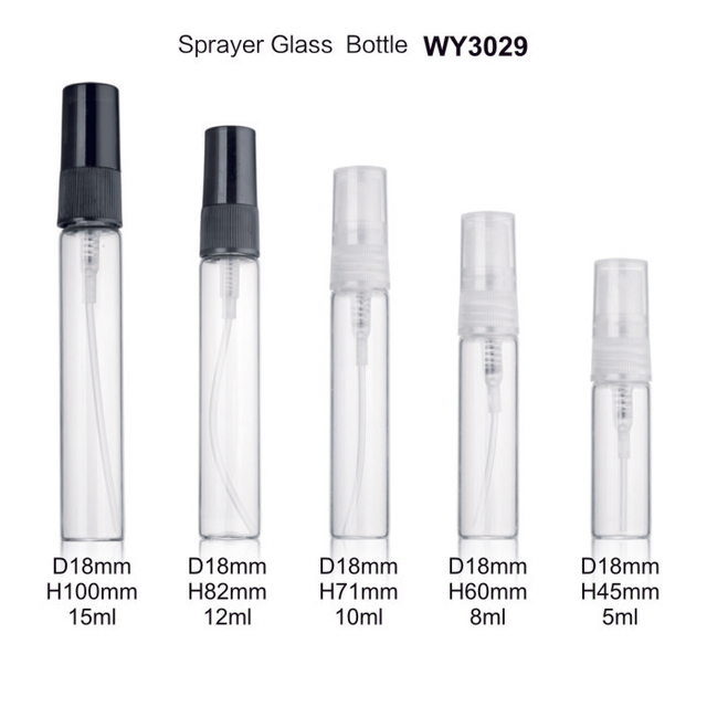5ml 8ml 10ml 12ml 15ml ล้างขวดแก้วขวดสีขาวหรือสีดำพลาสติก Sprayer สำหรับขวดน้ำหอม