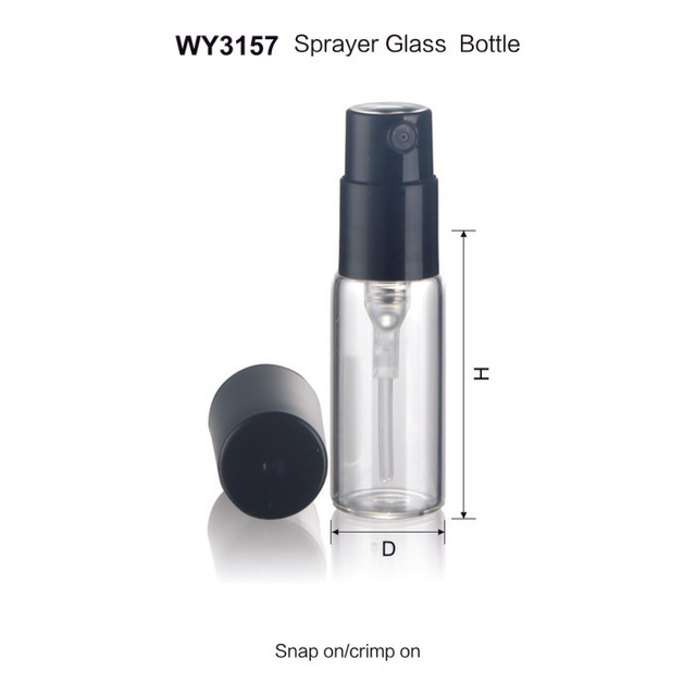 2,5 ml 4 ml 5 ml heldere parfummonsterflesjes met krimp op plastic sproeier