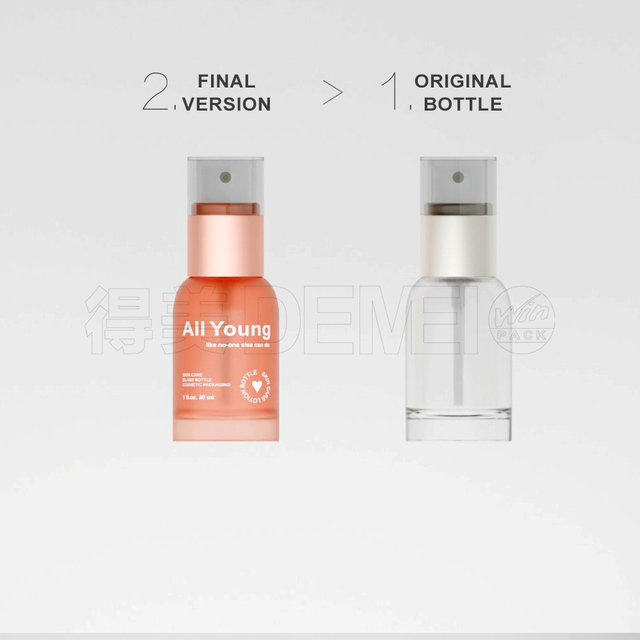 Szklana butelka ze sprayem o pojemności 30 ml w kolorze niebieskim/czerwonym/ż&oacute;łtym