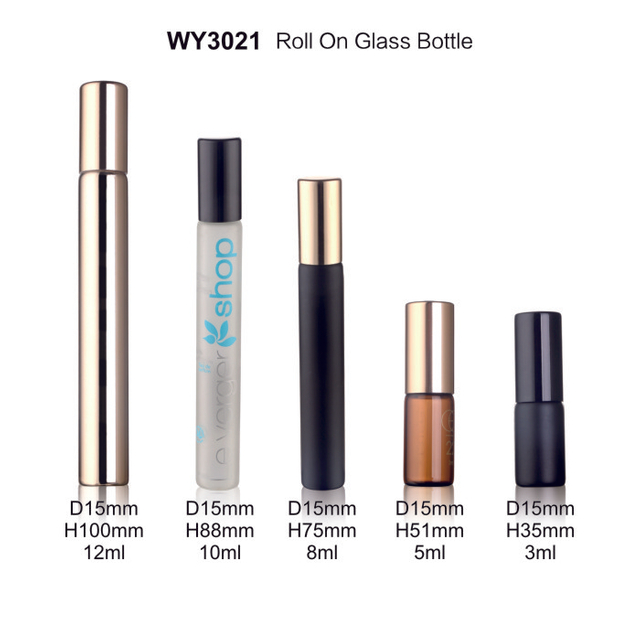 U&ccedil;ucu Yağlar ve Serumlar i&ccedil;in 3ml 5ml 8ml 10ml 12ml Amber, Siyah, Parlak Altın Silindir Şişeler