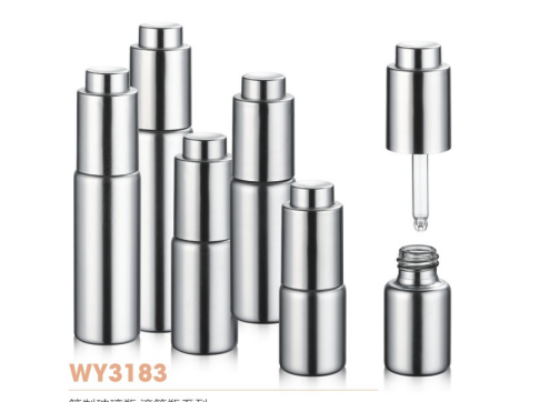 ขวดหยดเครื่องสำอางค์ UV สีเงินเงาสำหรับการดูแลผิว