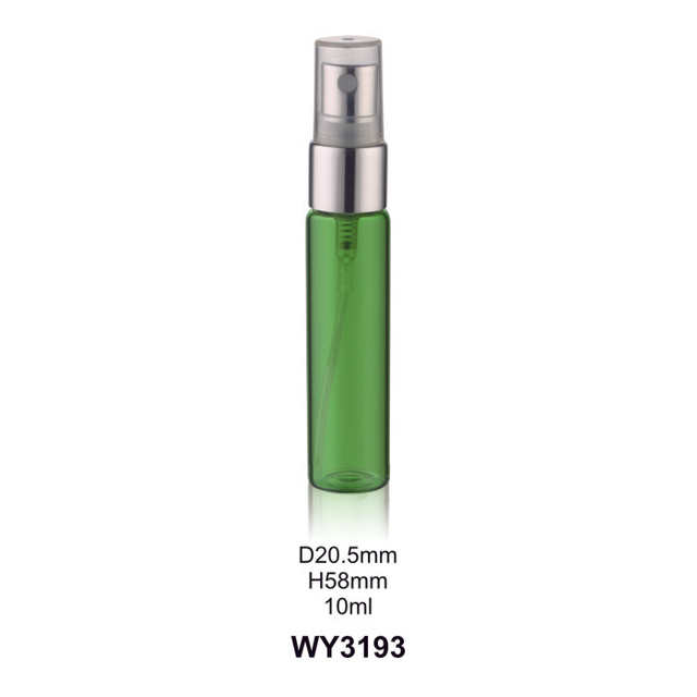 빛나는 은색 펌프가 있는 8ml 10ml 12ml 15ml 녹색 스프레이 향수병