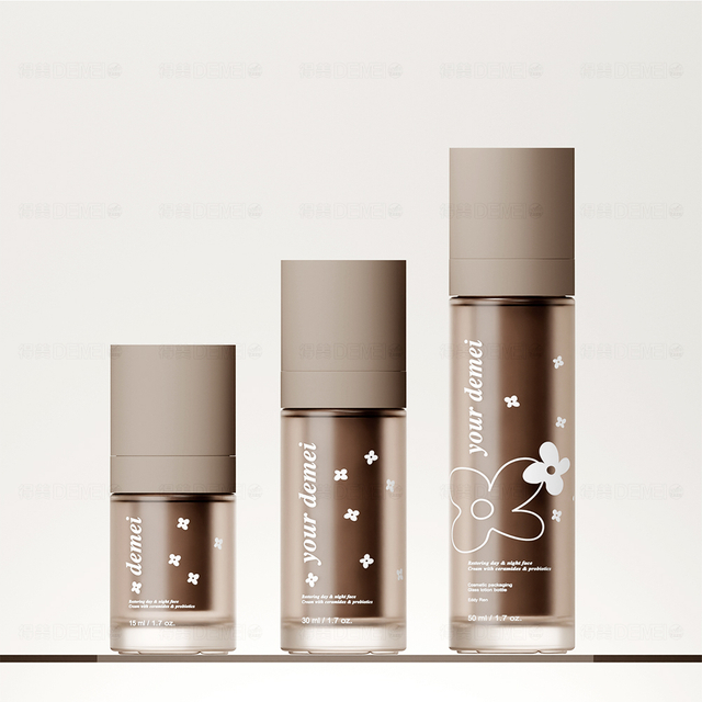 15ml 30ml 50ml Frosted Amber Glass ขวดปั๊มสุญญากาศสำหรับเซรั่มและขวดแก้วรีไซเคิล