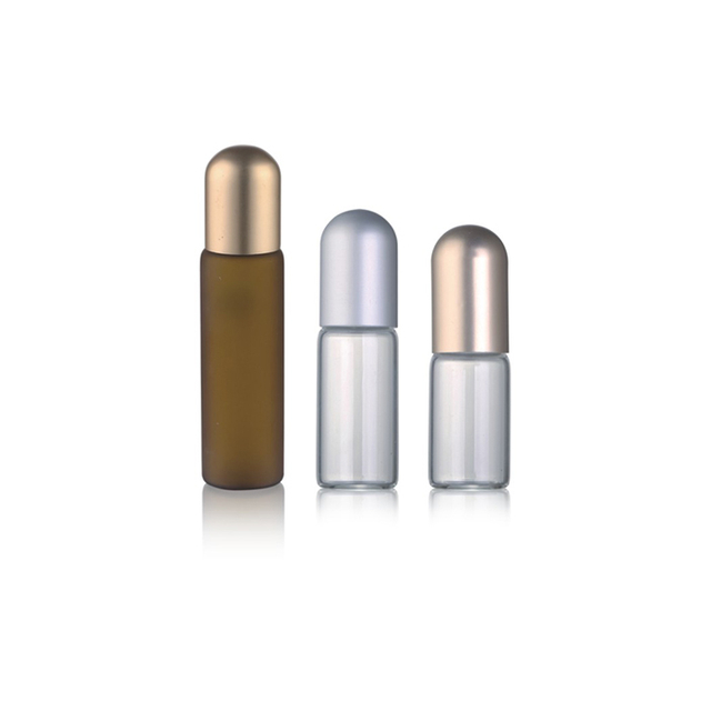 3 ml 5 ml 5 ml 8 ml 10 ml Przezroczysta szklana tubka Puste butelki typu roll-on ze srebrną metalową zakrętką do serum i olejk&oacute;w eterycznych