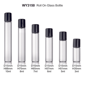 3ml 5ml 6ml 7ml 8ml ขวดลูกกลิ้งลูกกลิ้งใสพร้อมฝาพลาสติกสีดำสำหรับน้ำมันหอมระเหย