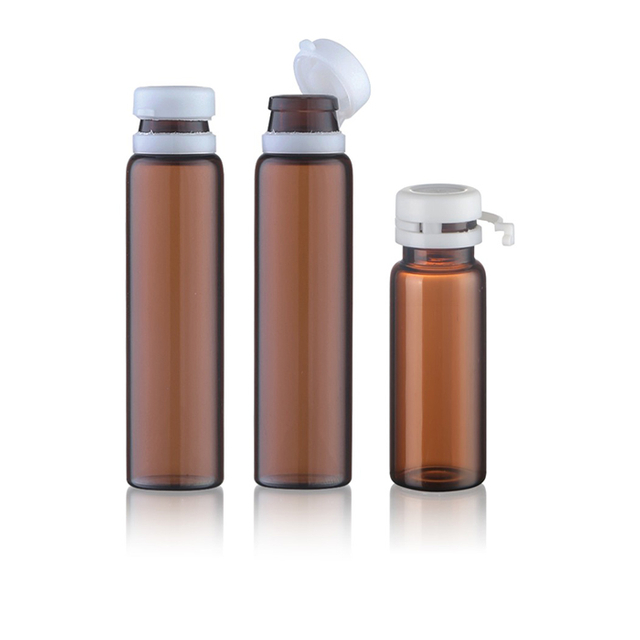 1 ml 2 ml 3 ml 4 ml 5 ml 6 ml amberkleurige buis glazen fles met plastic afscheurdeksel voor cosmetische verpakkingen